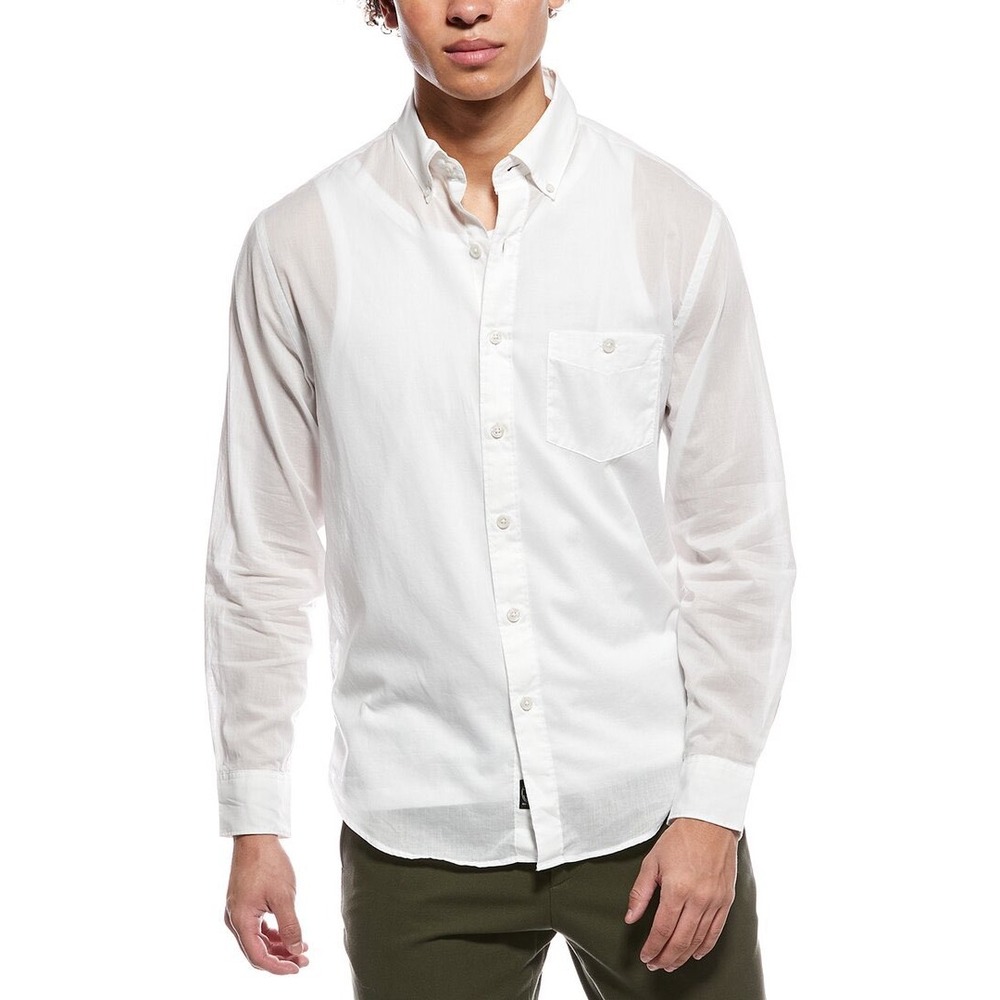 Todd Snyder Mens Classic Fit Summerweight White Cotton Button Down Shirt Small
